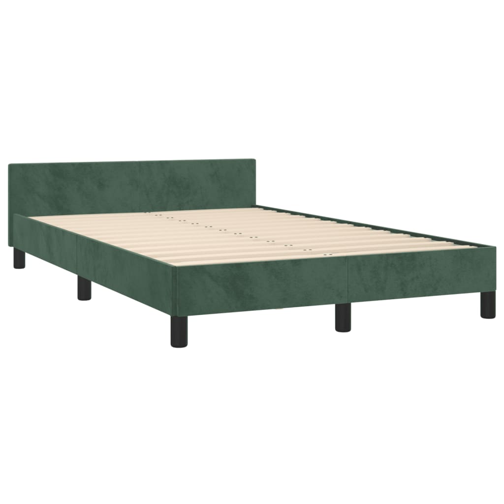 vidaXL Bedframe met hoofdbord fluweel donkergroen 120x190 cm