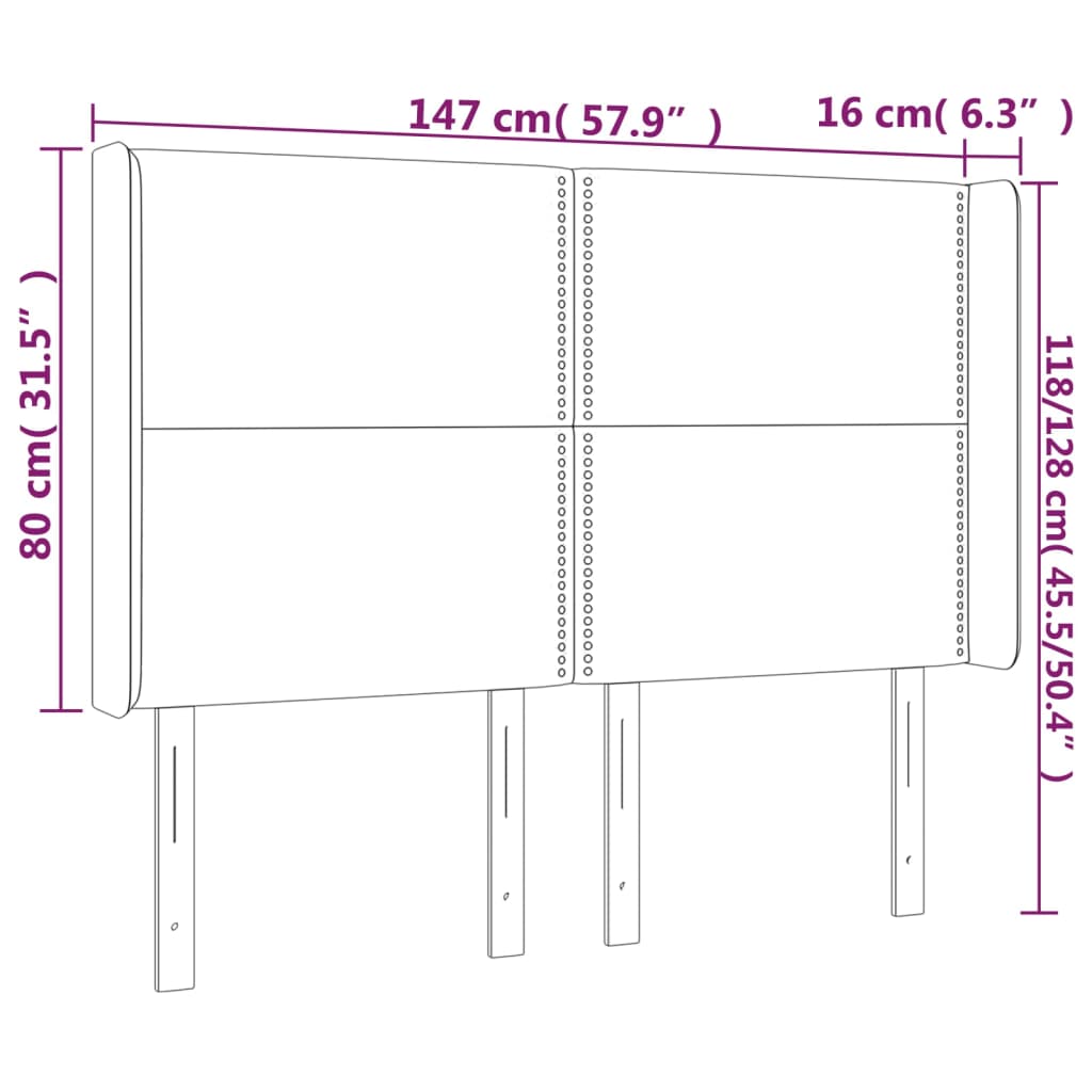 vidaXL Hoofdbord met randen 147x16x118/128 cm stof taupe