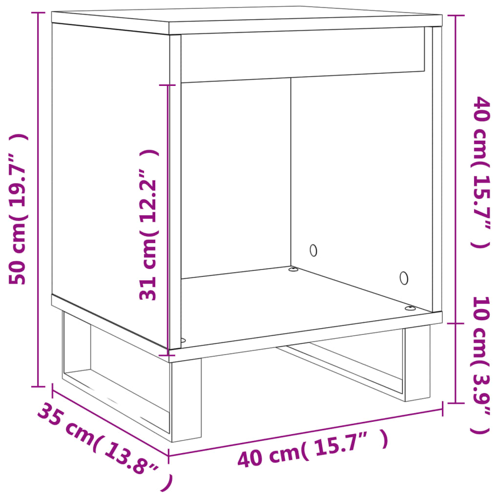 vidaXL Nachtkastjes 2 st 40x35x50 cm bewerkt hout wit