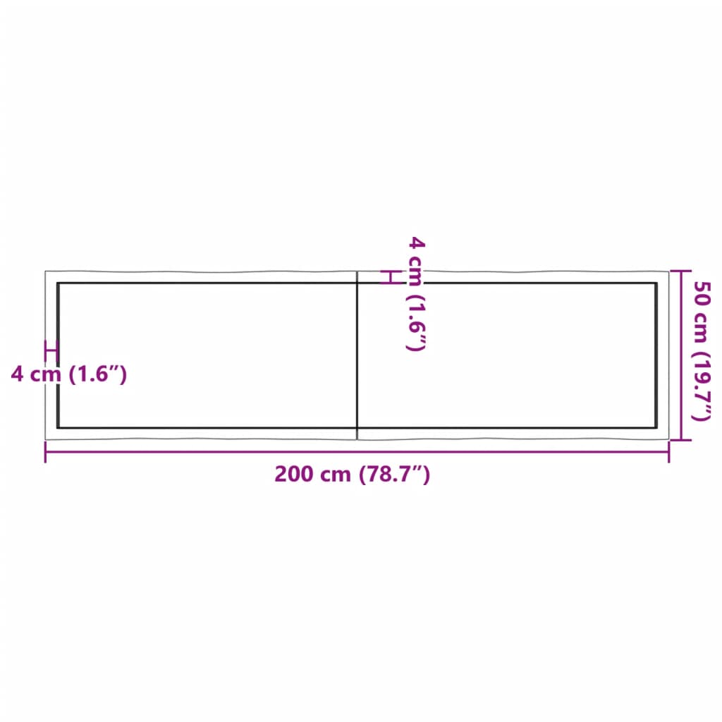 vidaXL Tafelblad natuurlijke rand 200x50x(2-4) cm eikenhout lichtbruin