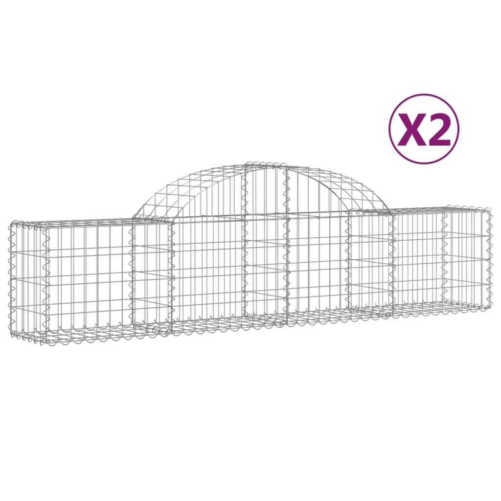 vidaXL Schanskorven 2 st gewelfd 200x30x40/60 cm gegalvaniseerd ijzer