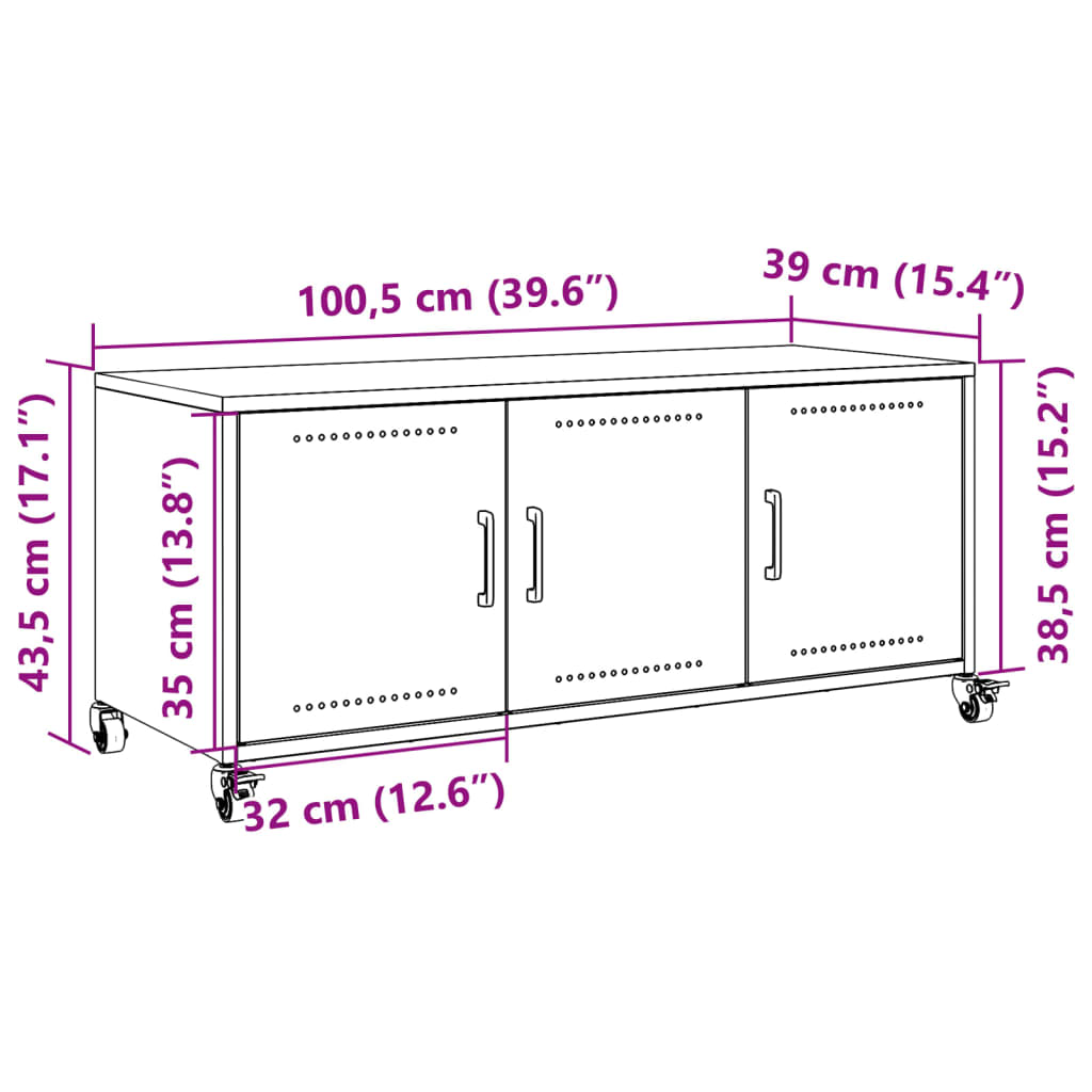 vidaXL Tv-meubel 100,5x39x43,5 cm staal roze