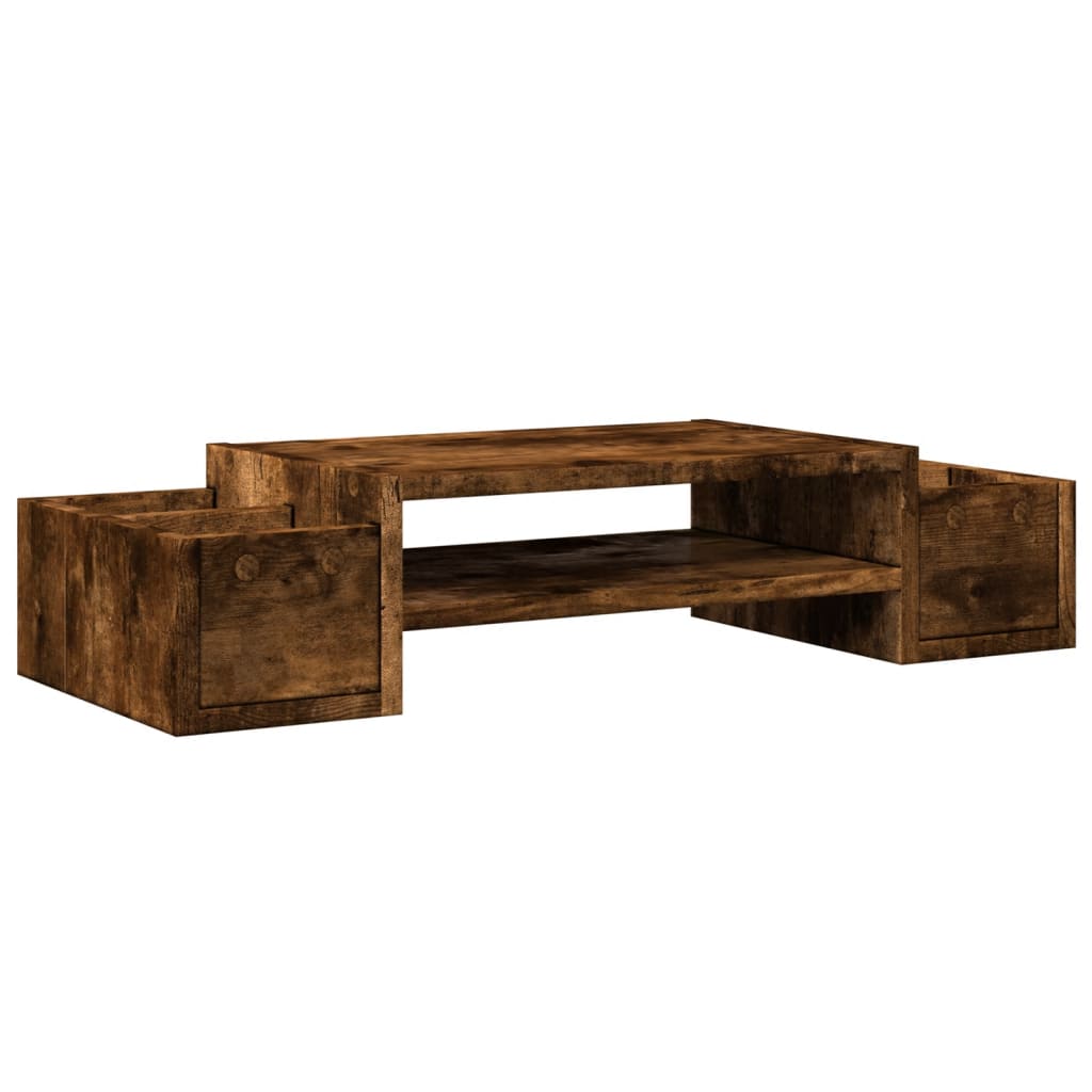 vidaXL Monitorstandaard opbergruimte 70x27x15 cm hout gerookt eiken