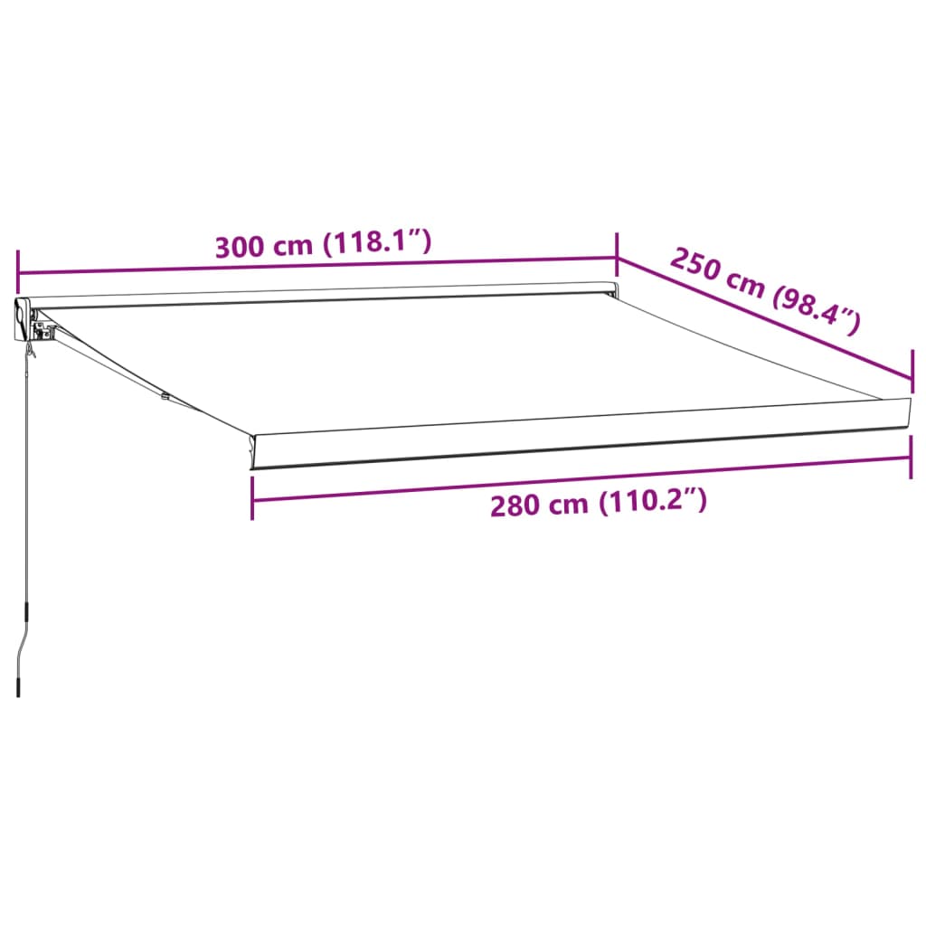 vidaXL Luifel handmatig uittrekbaar 300x250 cm bordeauxrood