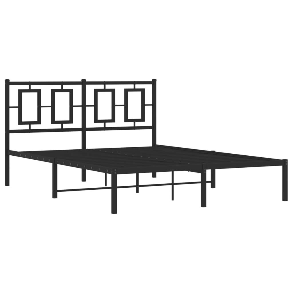 vidaXL Bedframe met hoofdbord metaal zwart 135x190 cm