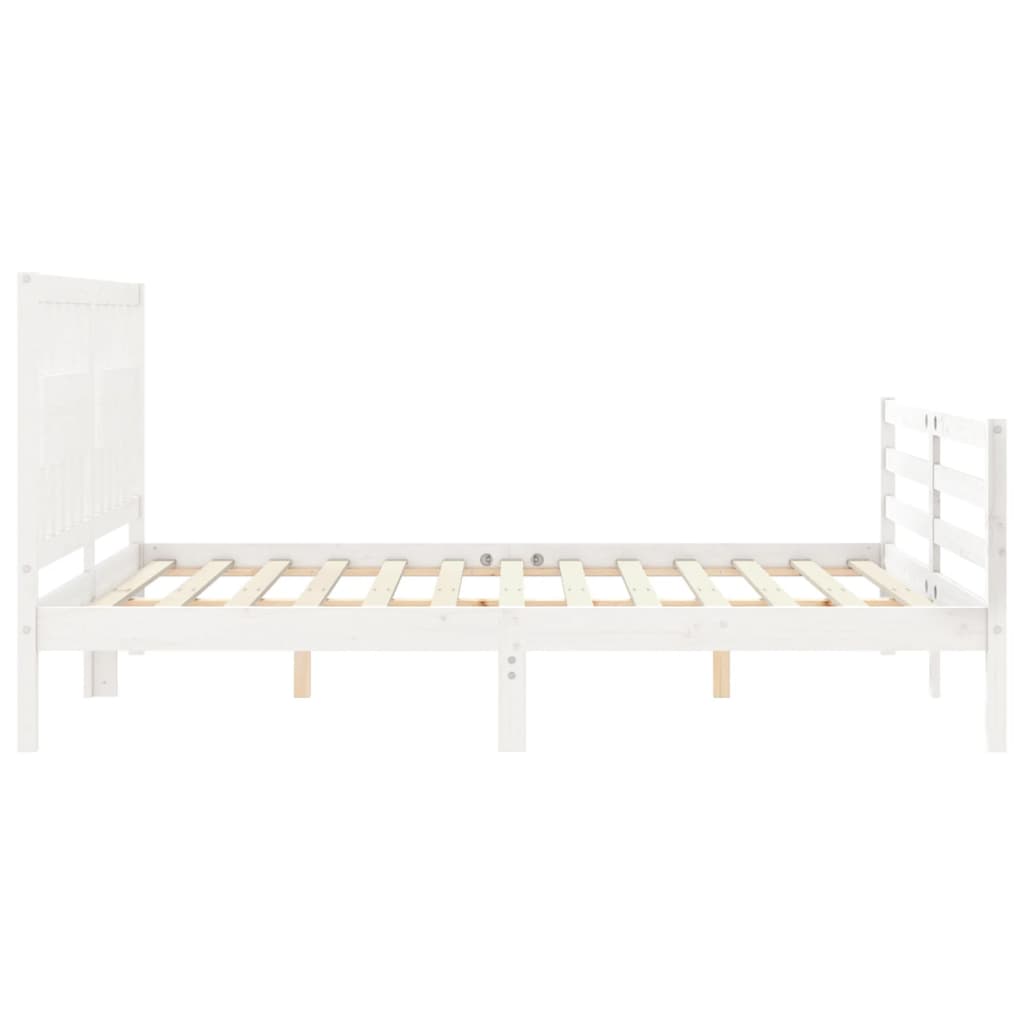 vidaXL Bedframe met hoofdbord massief hout wit