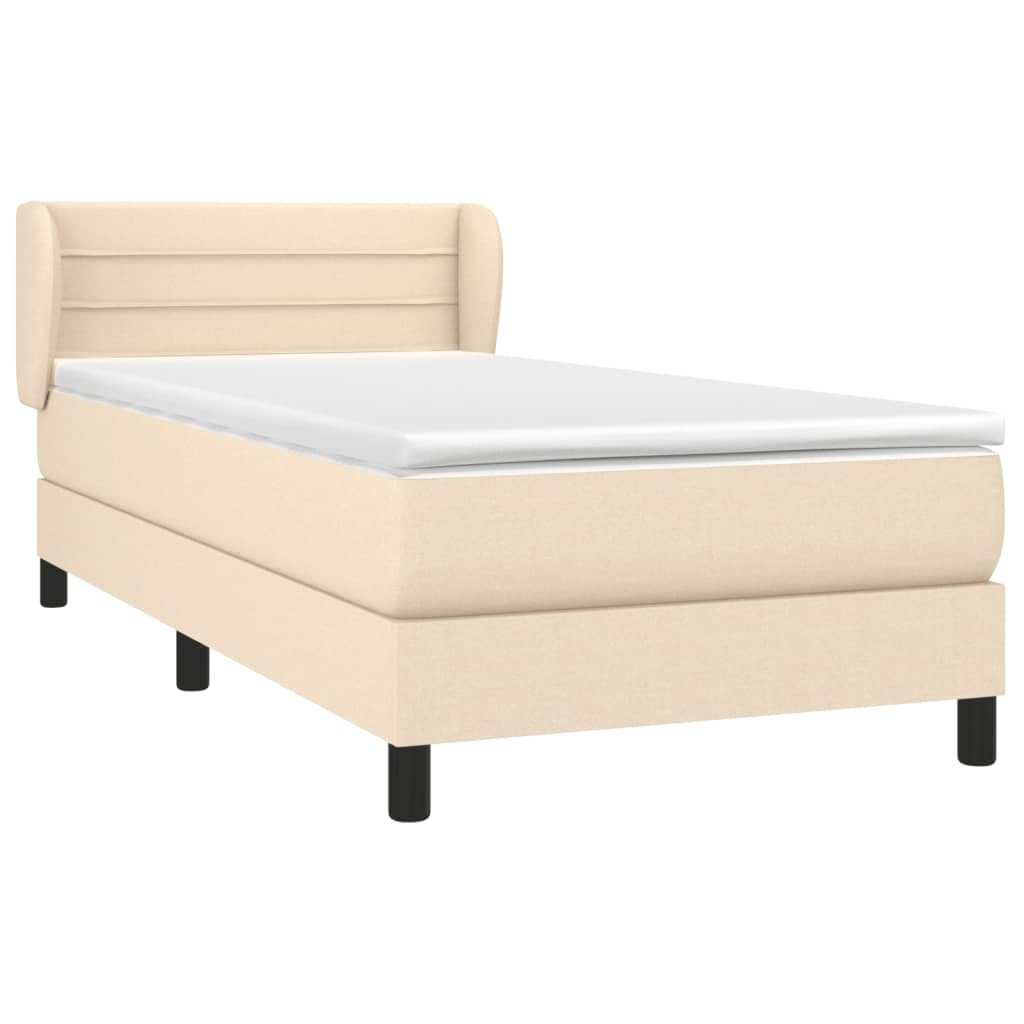 vidaXL Boxspring met matras stof crèmekleurig 90x190 cm