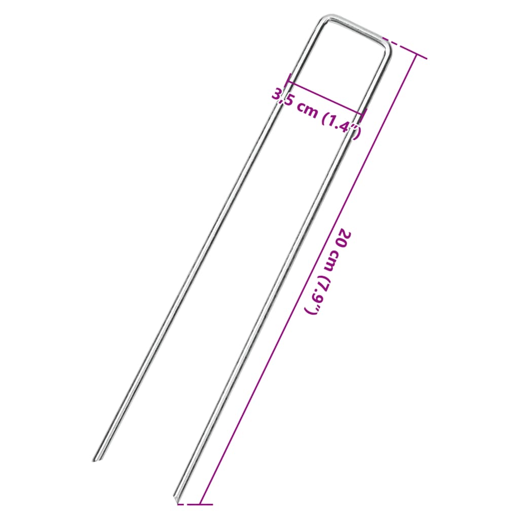 vidaXL Grondharingen 25 st U-vormig 20x3,5 cm gegalvaniseerd staal