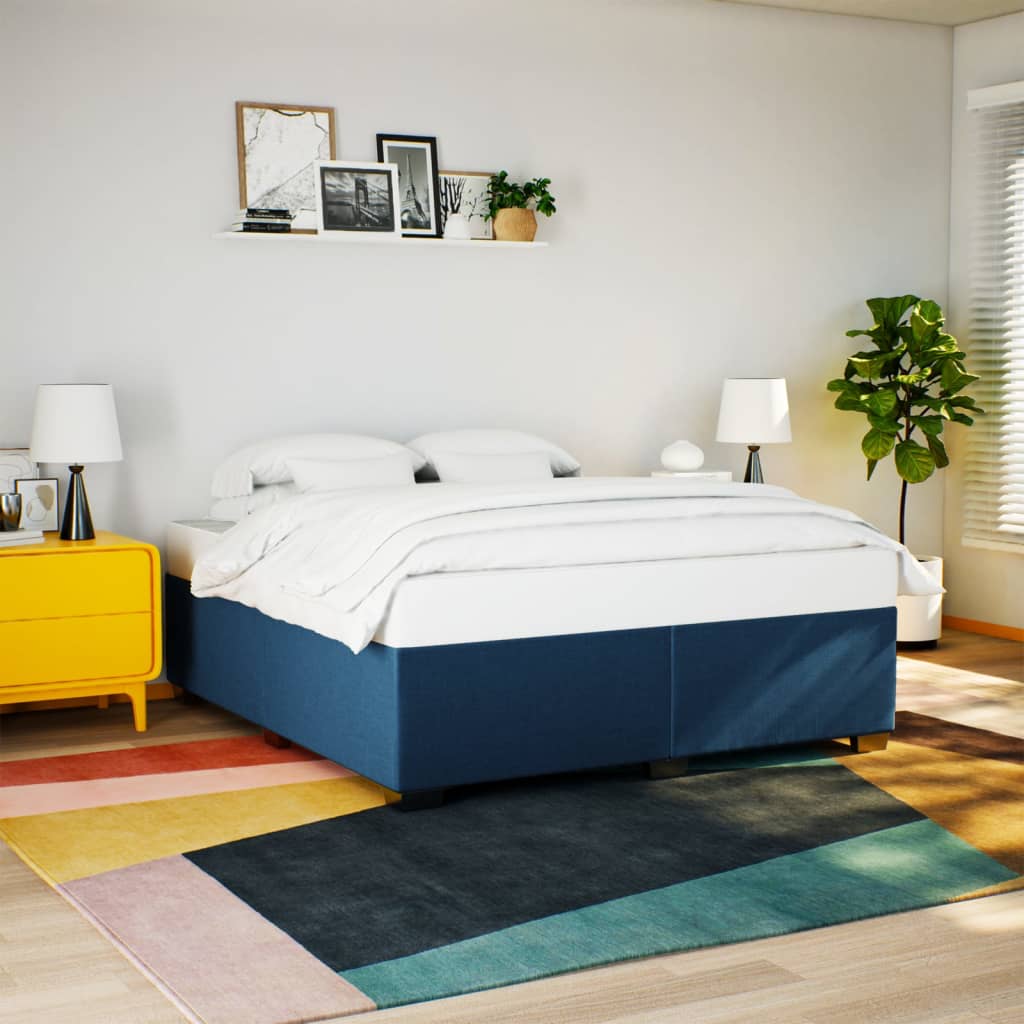 vidaXL Boxspring met matras stof blauw 180x200 cm