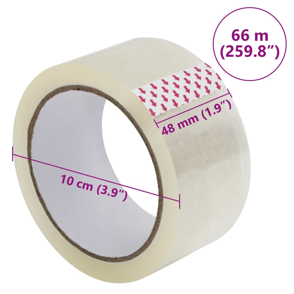 vidaXL Verpakkingstapes 12 st 48 mmx66 m transparant