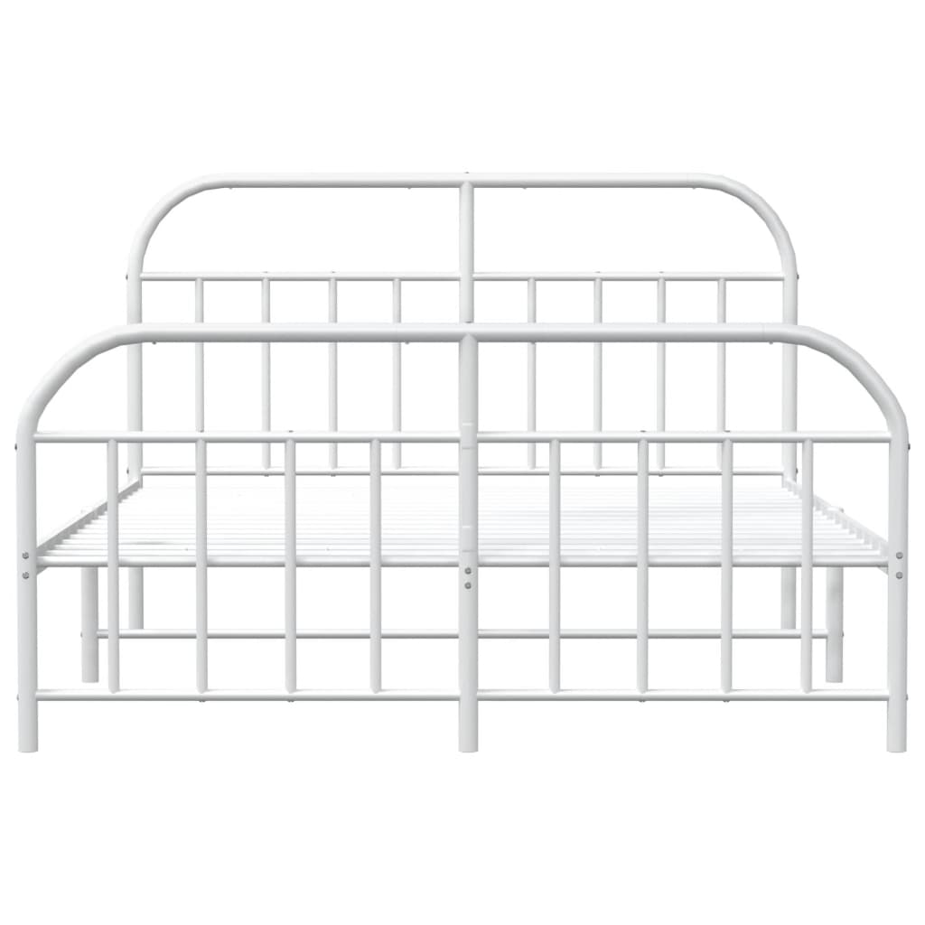 vidaXL Bedframe met hoofd- en voeteneinde metaal wit 183x213 cm