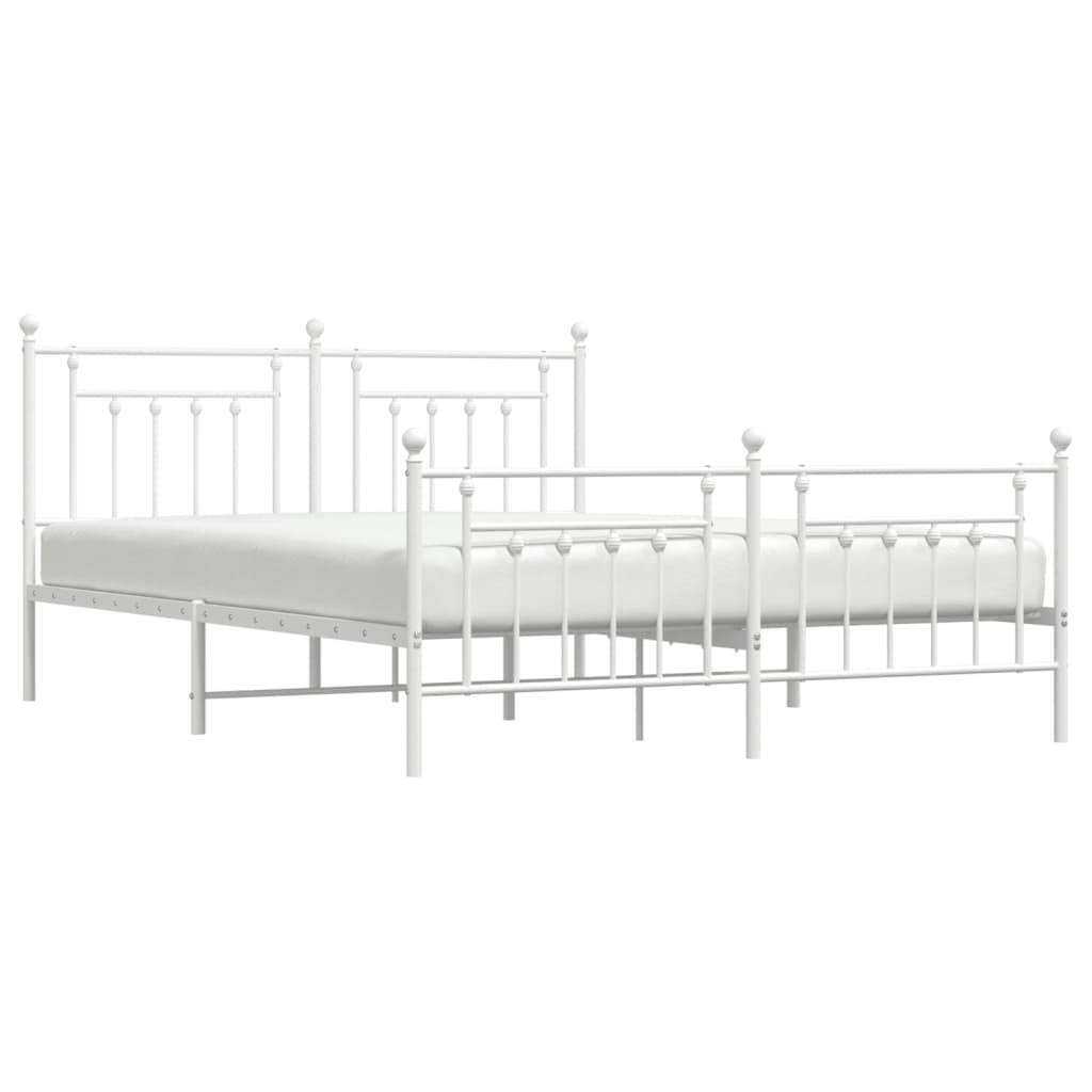 vidaXL Bedframe met hoofd- en voeteneinde metaal wit 160x200 cm