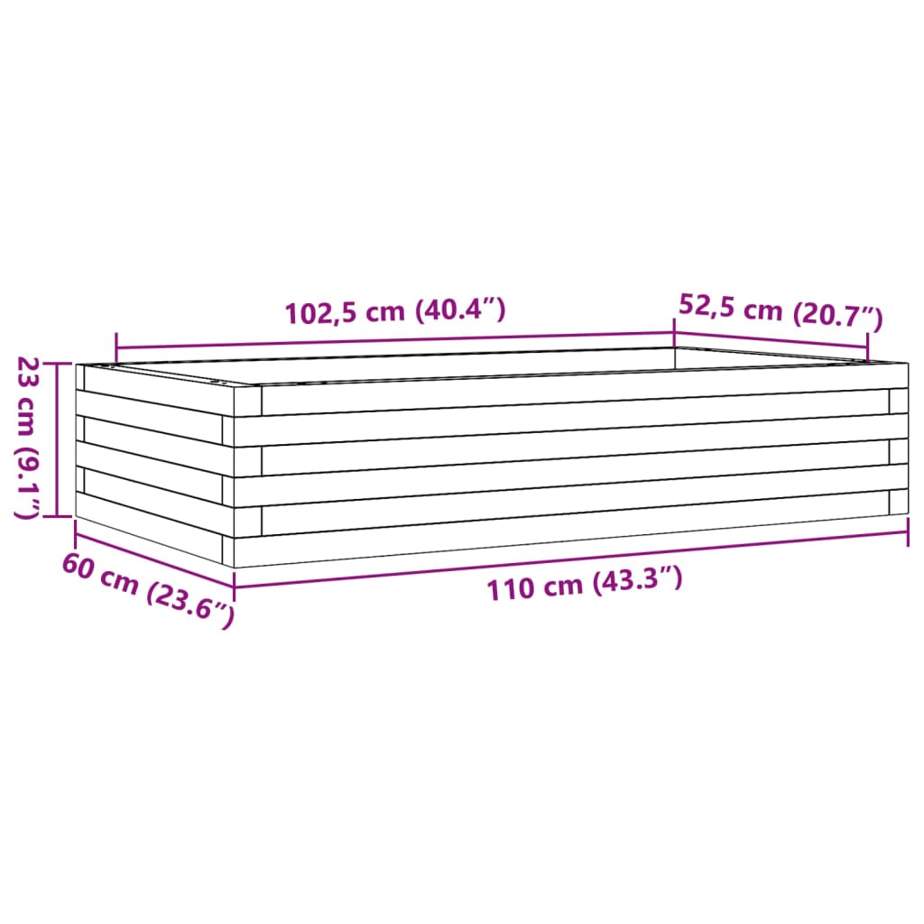 vidaXL Plantenbak 110x60x23 cm massief grenenhout