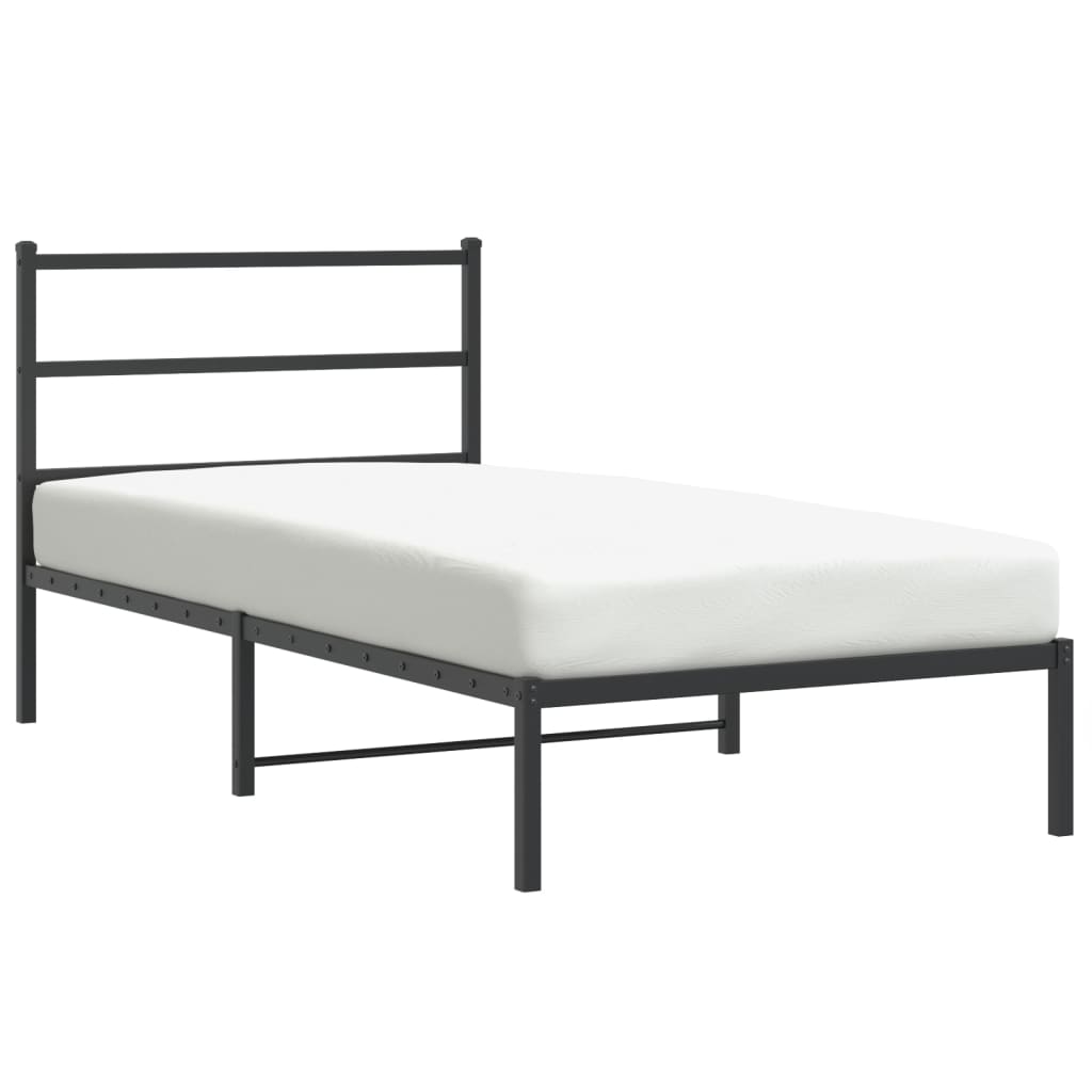 vidaXL Bedframe met hoofdbord metaal zwart 100x190 cm