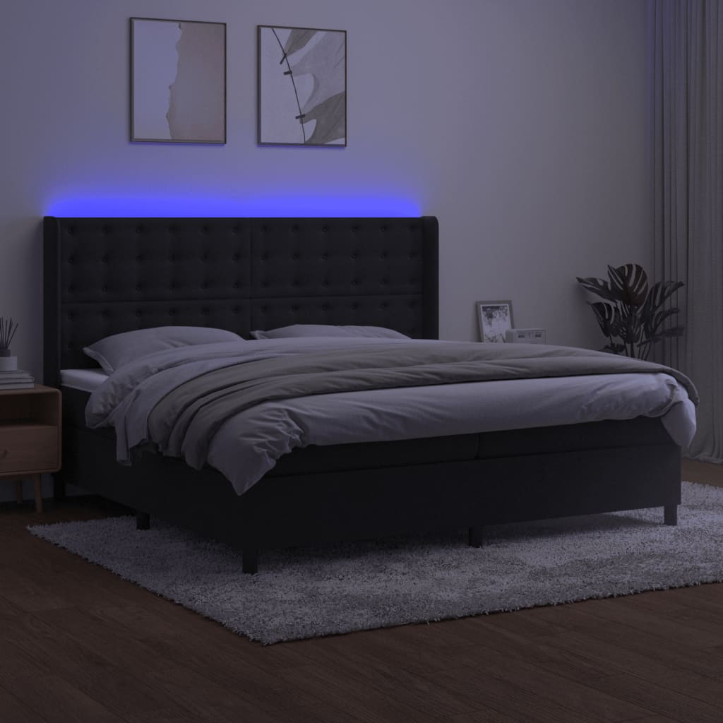 vidaXL Boxspring met matras en LED fluweel zwart 200x200 cm