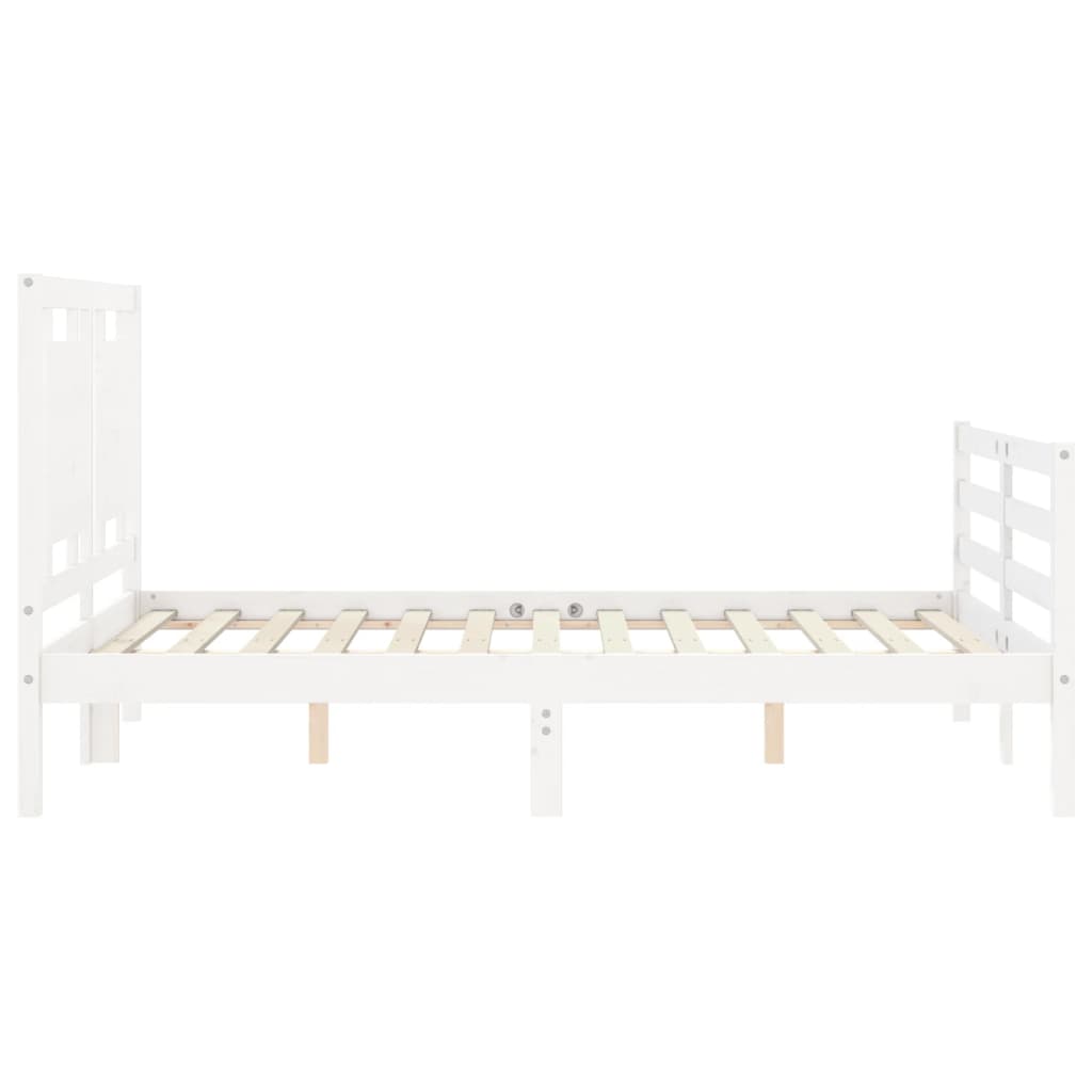 vidaXL Bedframe met hoofdbord massief hout wit