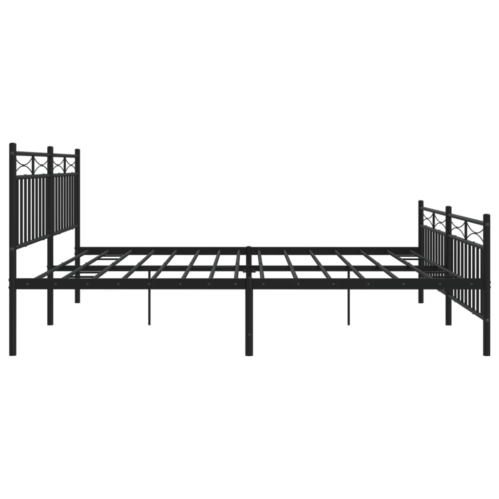 vidaXL Bedframe met hoofd- en voeteneinde metaal zwart 200x200 cm