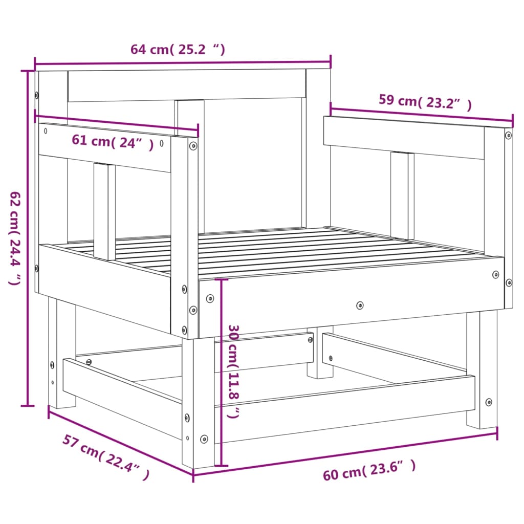 vidaXL Tuinstoelen 2 st massief grenenhout honingbruin