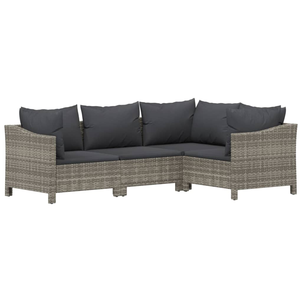 vidaXL 9-delige Loungeset met kussens poly rattan grijs