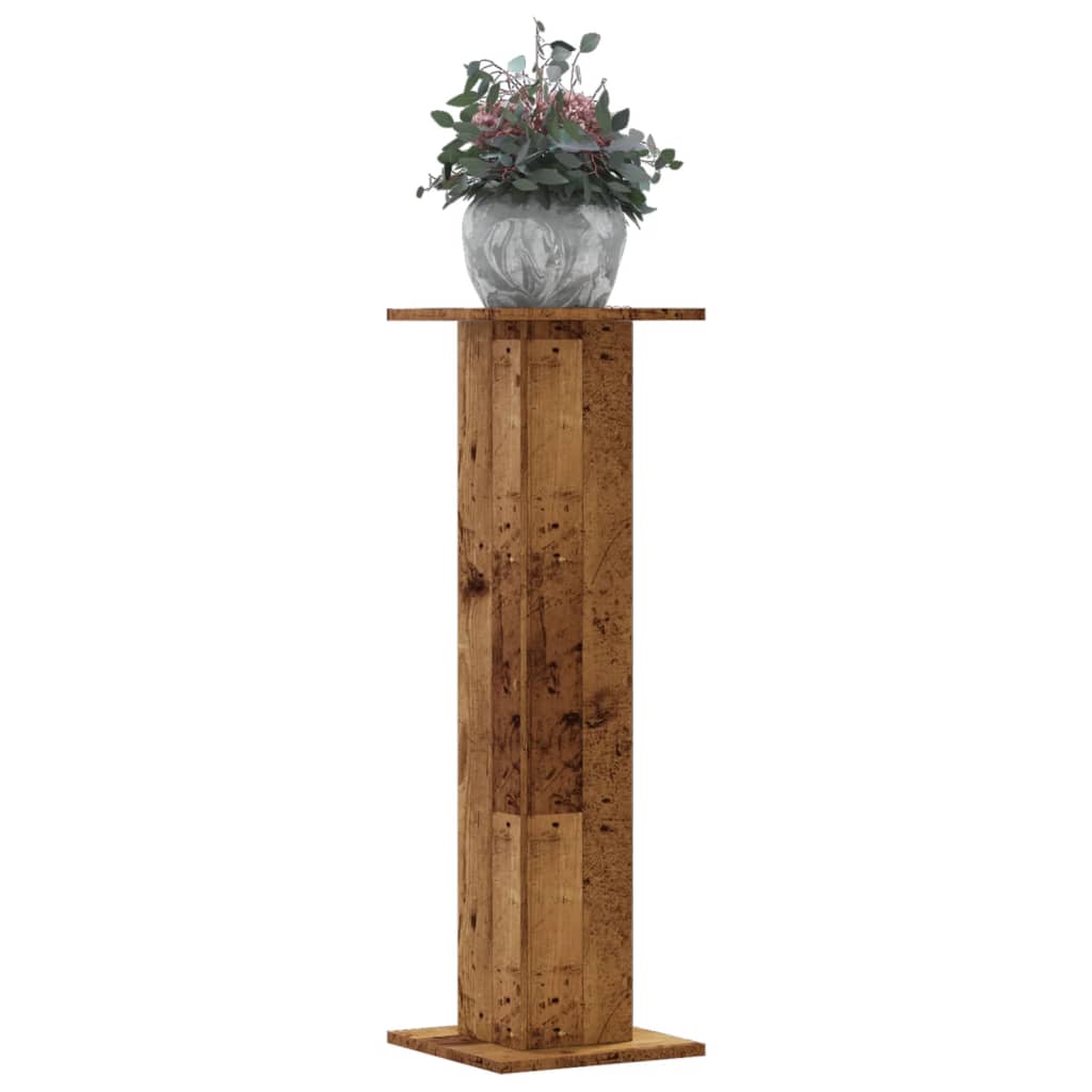 vidaXL Plantenstandaards 2 st 30x30x95 cm bewerkt hout oud houtkleurig