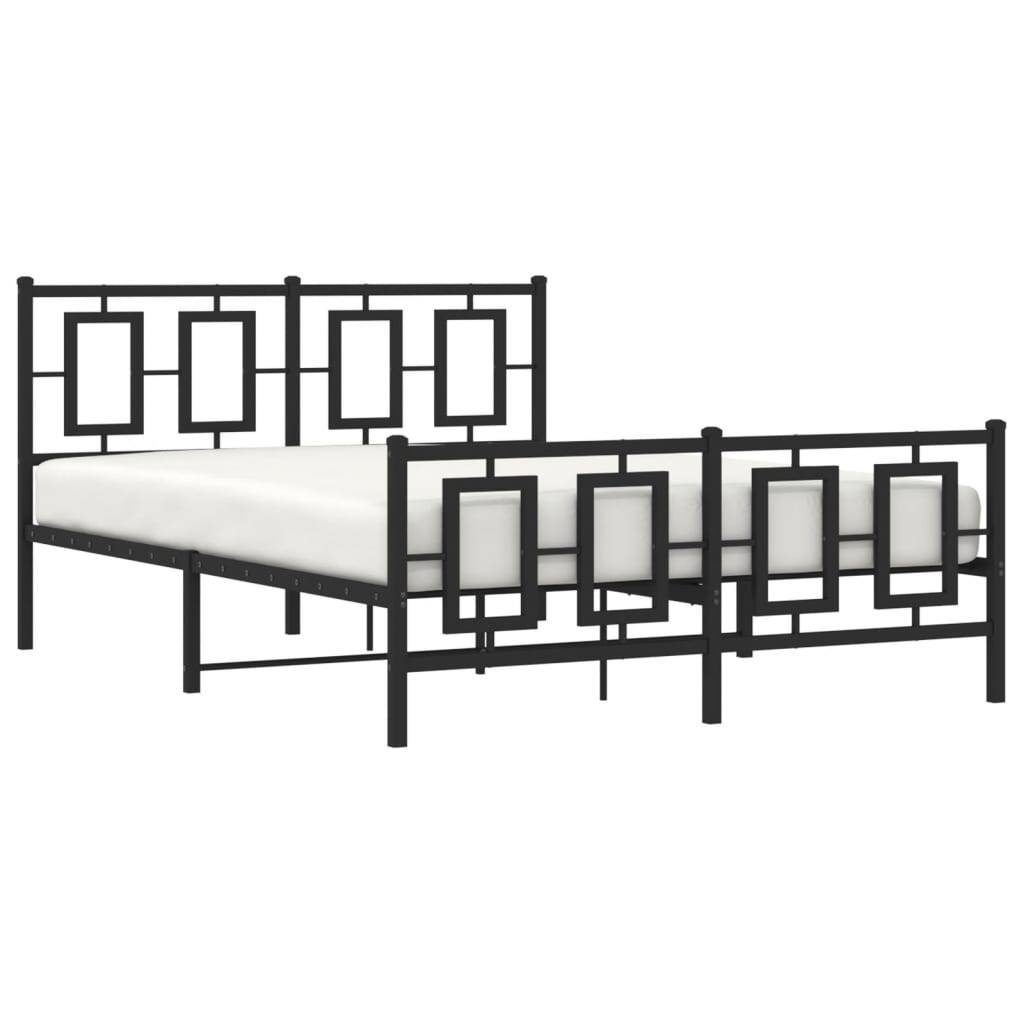 vidaXL Bedframe met hoofd- en voeteneinde metaal zwart 135x190 cm