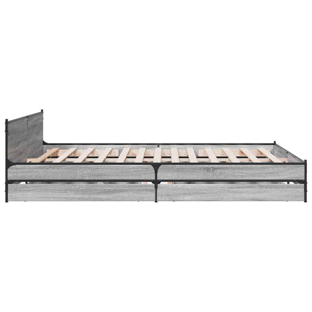 vidaXL Bedframe met lades bewerkt hout grijs sonoma eiken 180x200 cm