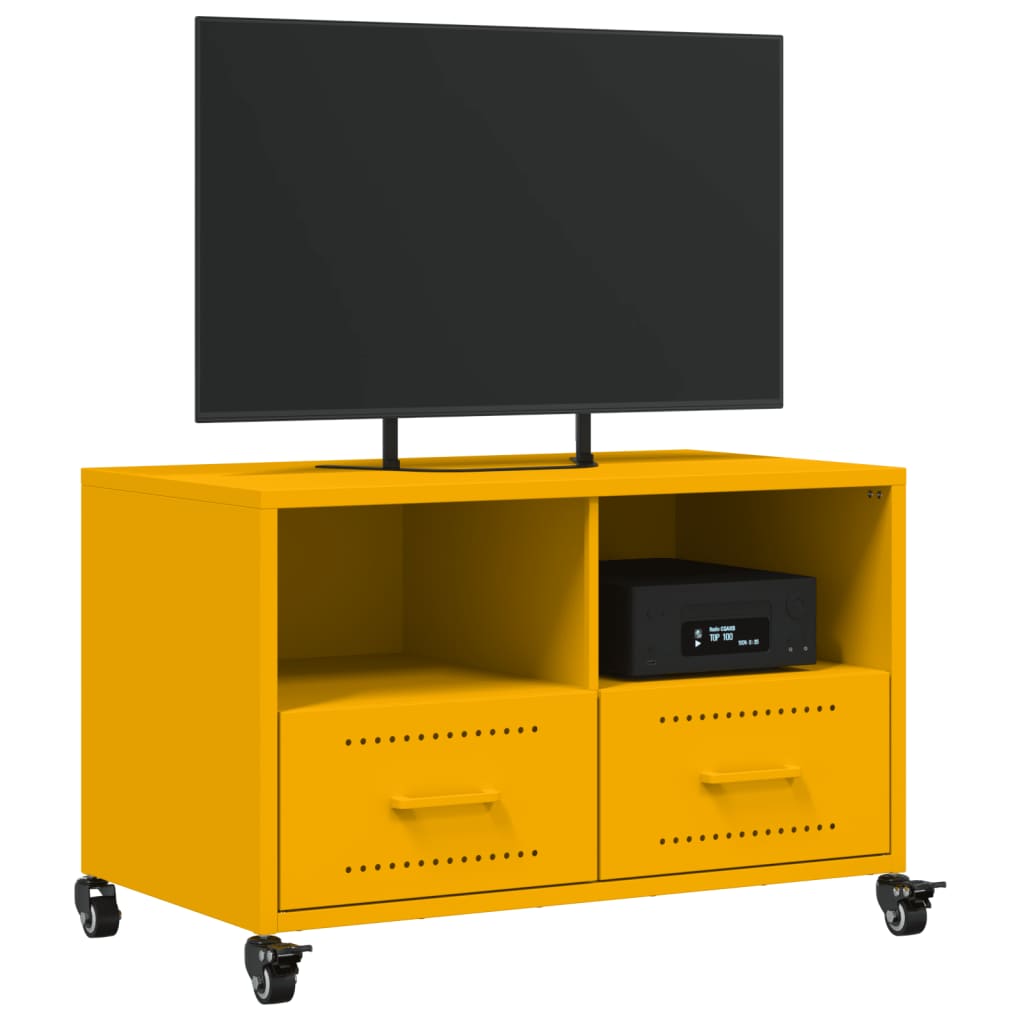 vidaXL Tv-meubel 68x39x43,5 cm staal mosterdgeel