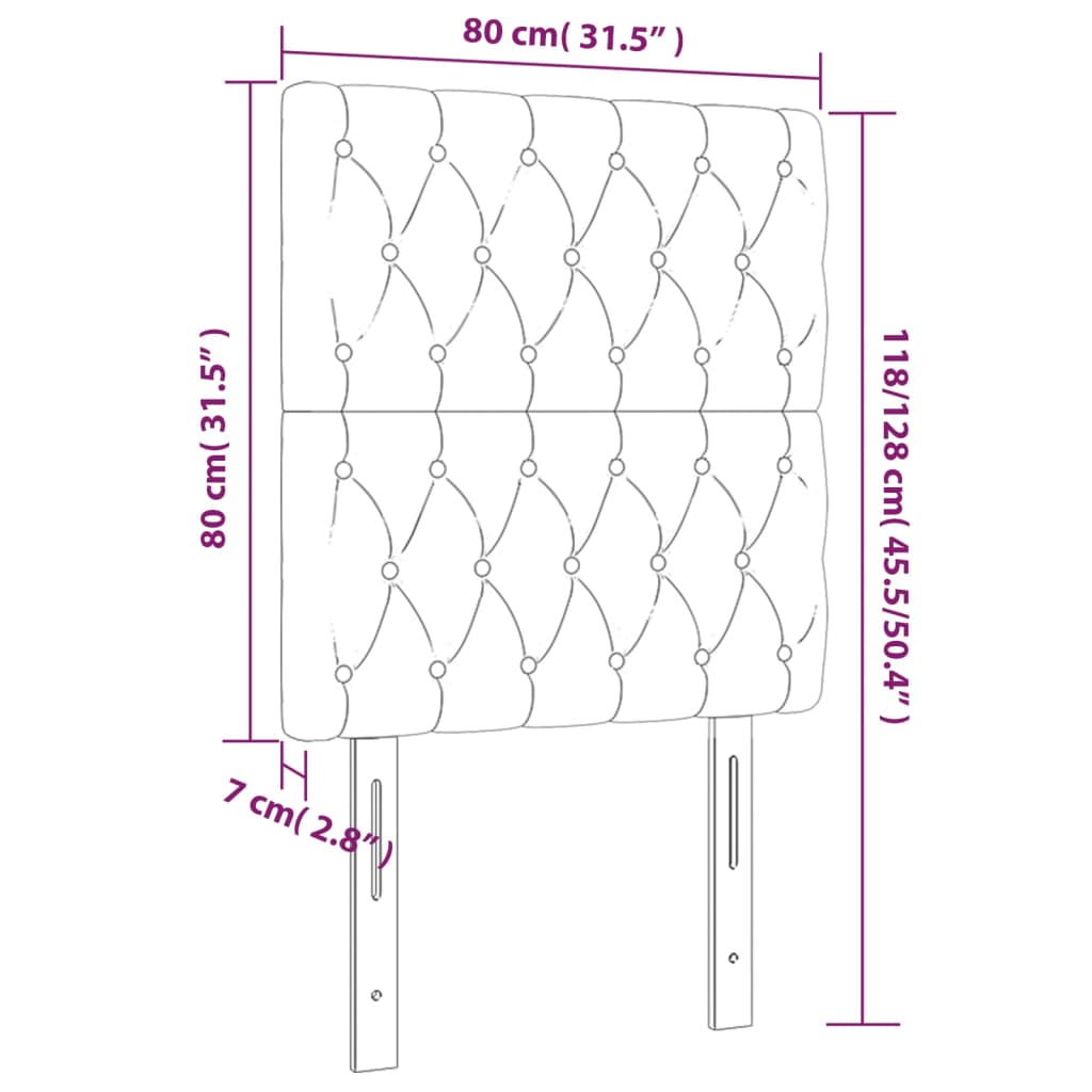 vidaXL Hoofdborden 2 st 80x7x78/88 cm fluweel roze