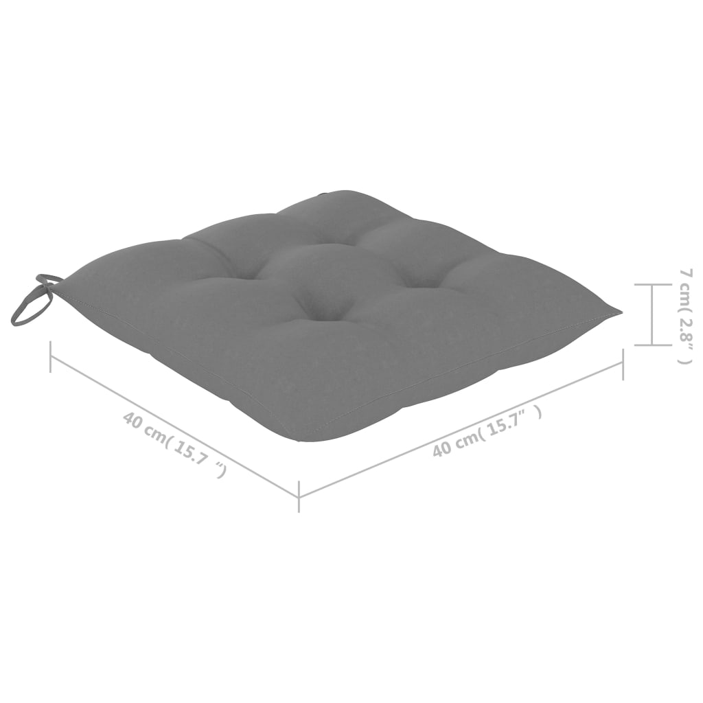 vidaXL Tuinstoelen 4 st met grijze kussens massief teakhout