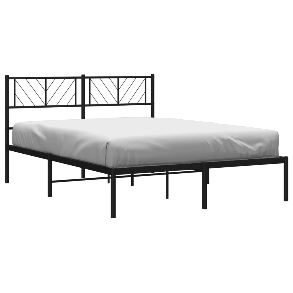 vidaXL Bedframe met hoofdbord metaal zwart 150x200 cm