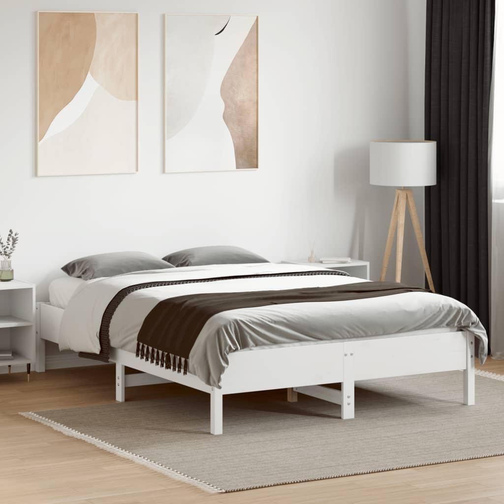 vidaXL Bedframe zonder matras massief grenenhout wit 120x190 cm