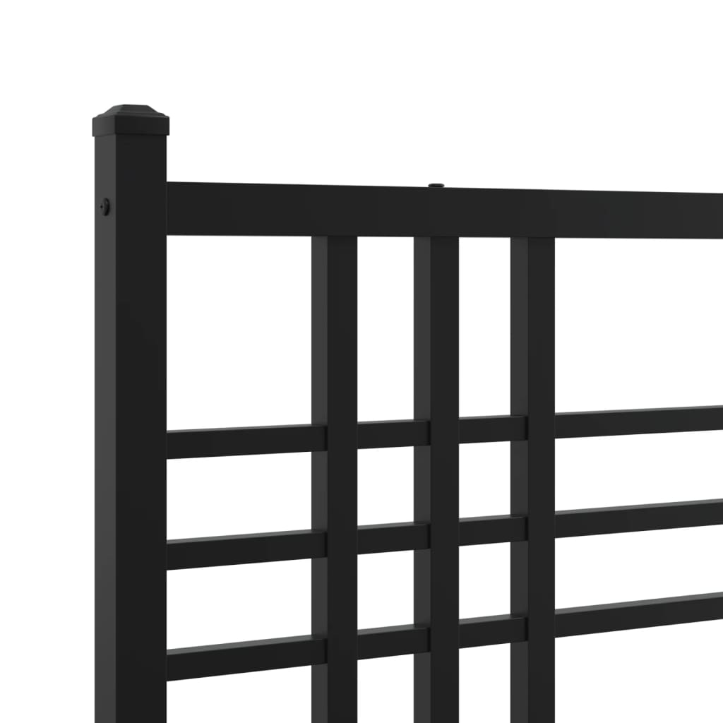 vidaXL Bedframe met hoofd- en voeteneinde metaal zwart 75x190 cm