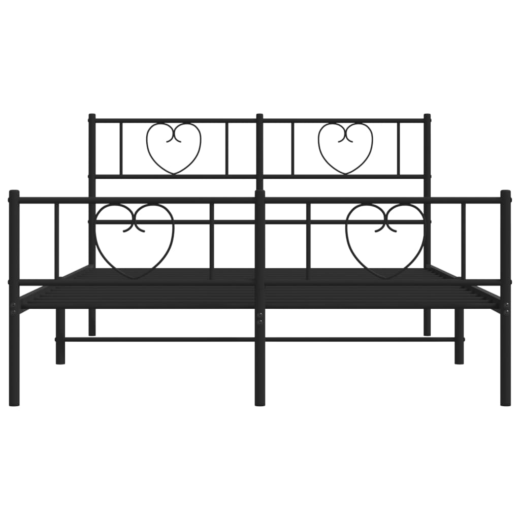 vidaXL Bedframe met hoofd- en voeteneinde metaal zwart 140x190 cm