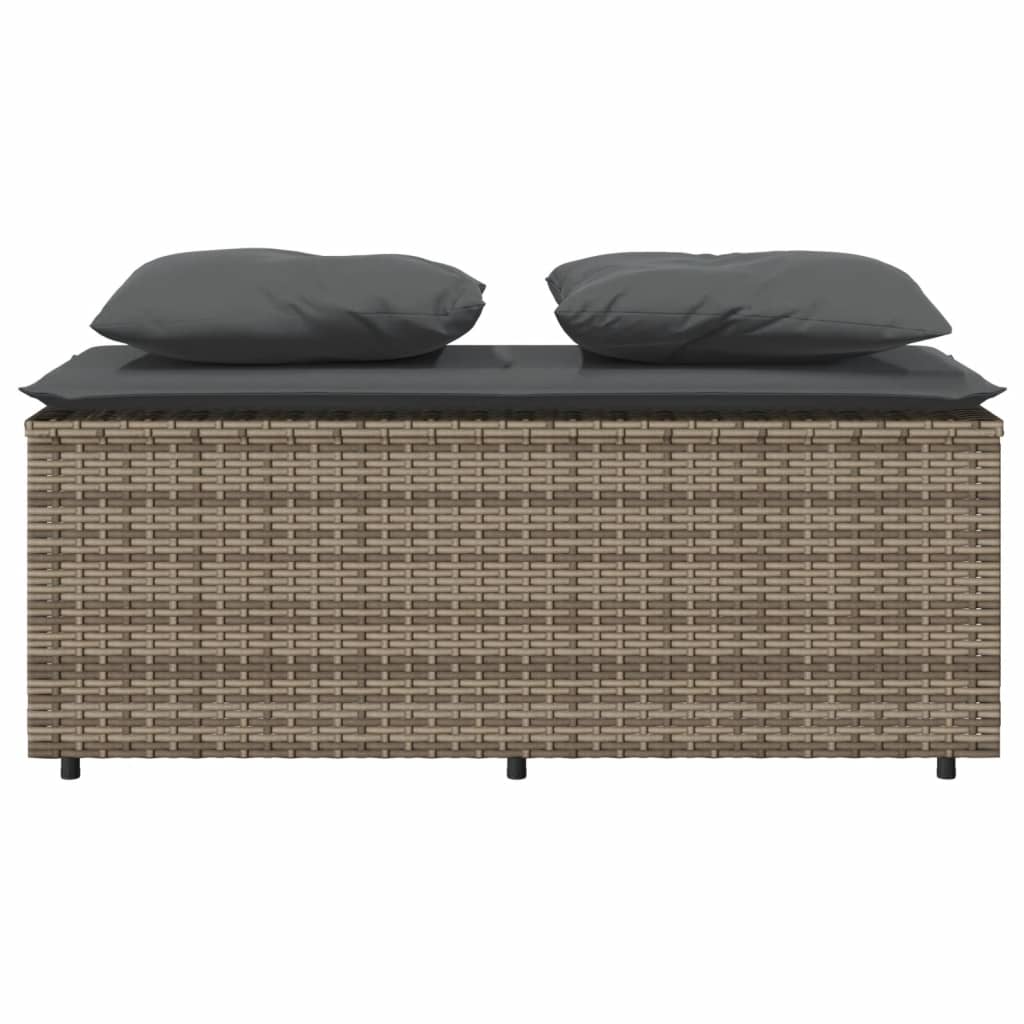 vidaXL 3-delige Tuinset met kussens poly rattan grijs