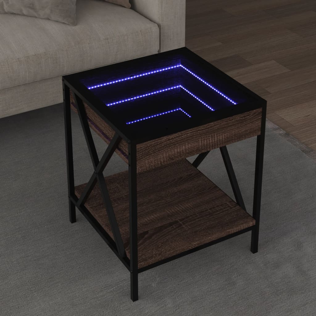 vidaXL Salontafel met Infinity LED 40x40x49 cm bruin eikenkleurig