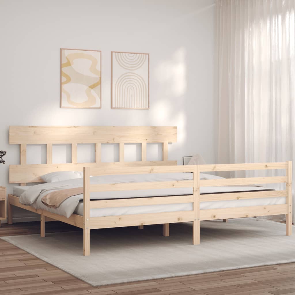 vidaXL Bedframe met hoofdbord massief hout 200x200 cm