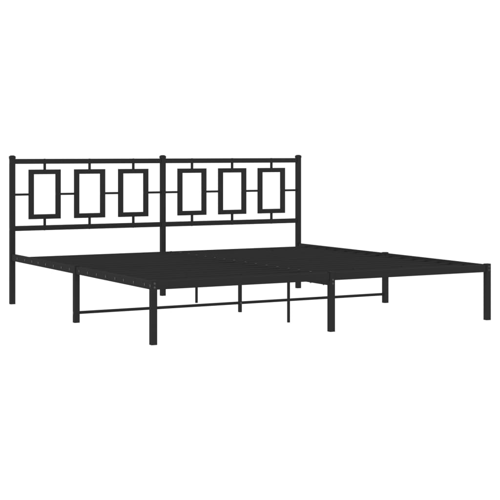 vidaXL Bedframe met hoofdbord metaal zwart 200x200 cm