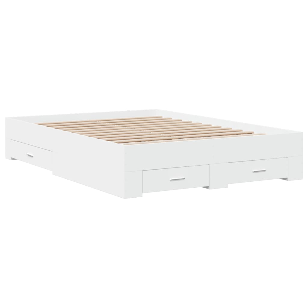 vidaXL Bedframe met lades bewerkt hout wit 120x190 cm