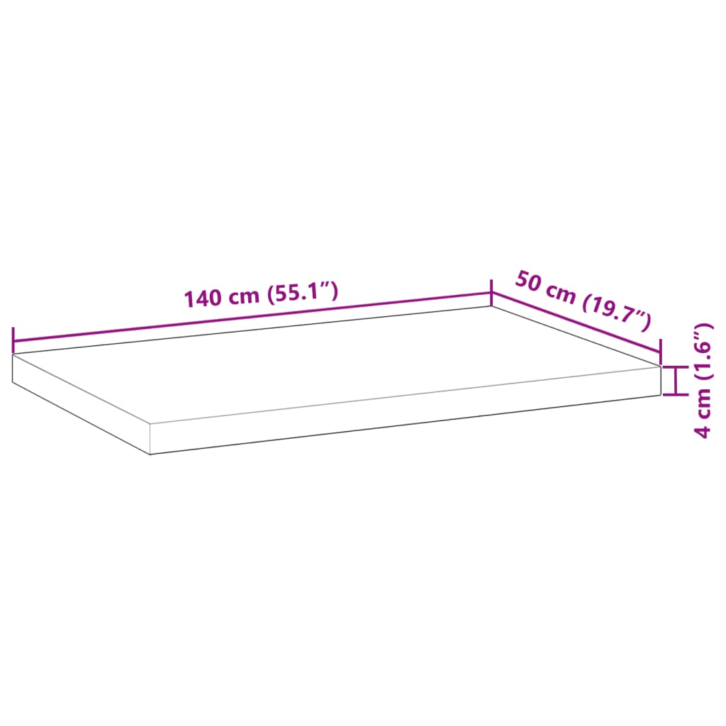 vidaXL Wastafelblad 140x50x4 cm onbehandeld massief acaciahout