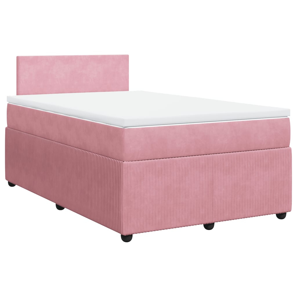 vidaXL Boxspring met matras fluweel roze 120x200 cm