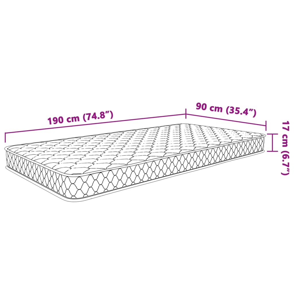 vidaXL Traagschuimmatras 90x190x17 cm wit