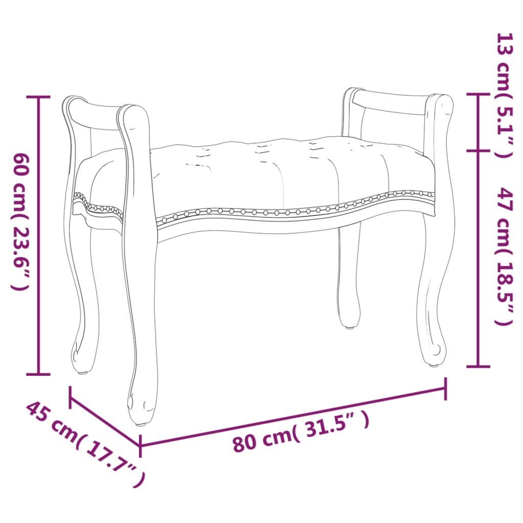 vidaXL Bankje 80x45x60 cm fluweel donkergrijs