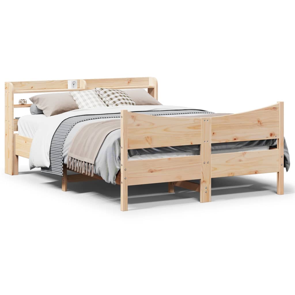 vidaXL Bedframe met hoofdbord massief grenenhout 140x190 cm