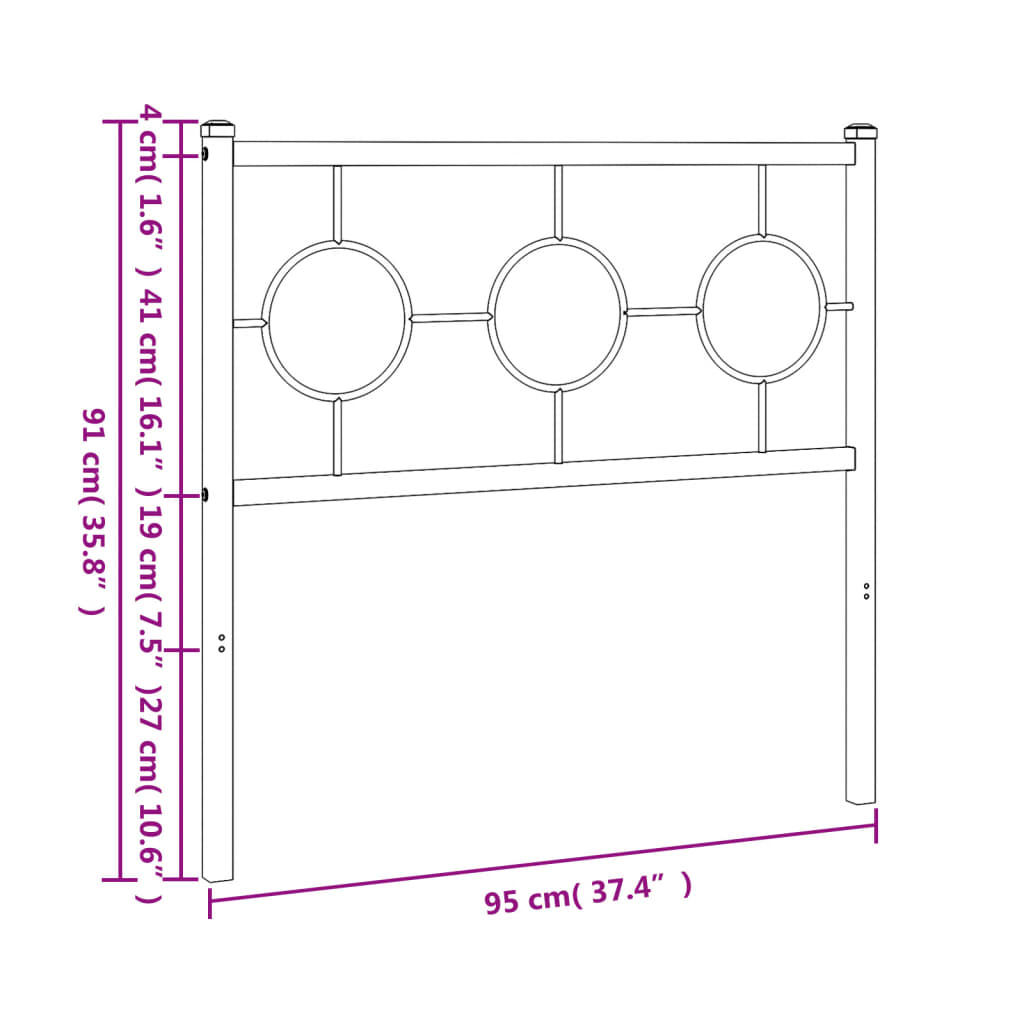 vidaXL Hoofdbord 90 cm metaal zwart