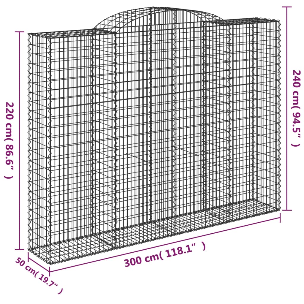 vidaXL Schanskorven 4 st gewelfd 300x50x220/240 cm ijzer