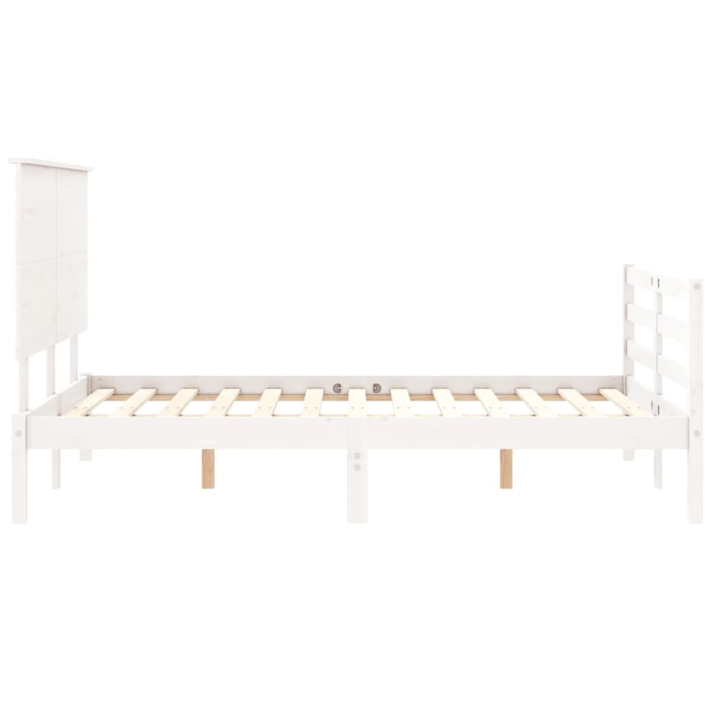 vidaXL Bedframe met hoofdbord massief hout wit 120x200 cm