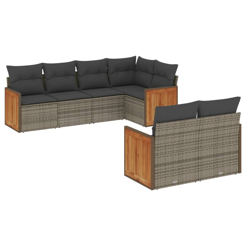 vidaXL 7-delige Loungeset met kussens poly rattan grijs