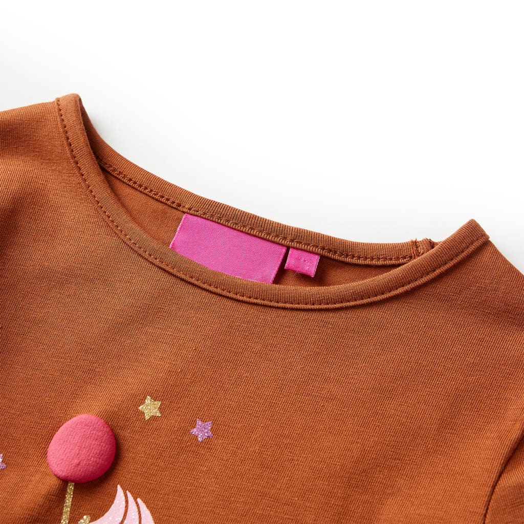 Kindershirt met lange mouwen 116 cognackleurig