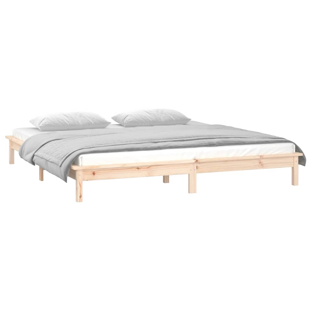 vidaXL Bedframe LED massief hout 135x190 cm