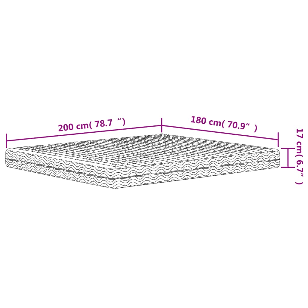 vidaXL Schuimmatras hardheid H2 H3 180x200 cm wit